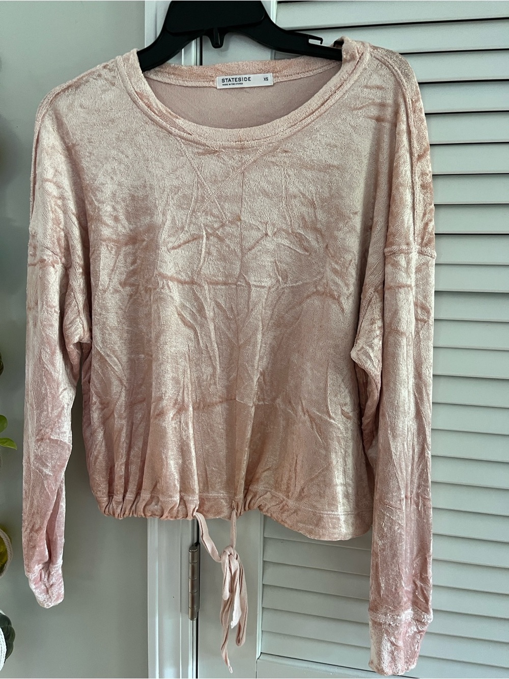 Stateside Blush Velour Drawstring Pullover